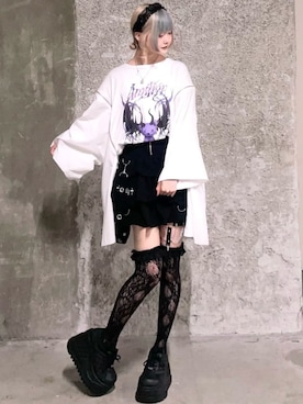 「Amilige（アミリージュ）のトリプルティアード裏毛スカート（スカート、ブラック系）」を使った、Amilige_officialさん（レディース・166cm）の夏コーディネート
