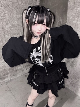 「Amilige（アミリージュ）のダメージガーゼトップス（Tシャツ/カットソー、ブラック系）」を使った、Amilige_officialさん（レディース・163cm）の秋コーディネート
