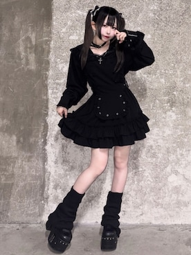 「Amilige（アミリージュ）のセーラーワンピース＋レースパンツセットアップ（ワンピース、ブラック系）」を使った、Amilige_officialさん（レディース・161cm）の夏コーディネート