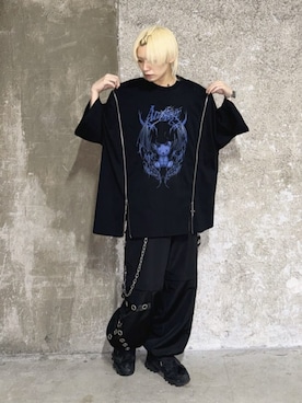「Amilige（アミリージュ）のナイロンハトメサスペンダー付きワイドパンツ（その他パンツ、ブラック系）」を使った、Amilige_officialさん（レディース・161cm）の夏コーディネート