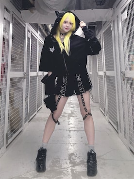 「Amilige（アミリージュ）のガーターベルト付パンツ（その他パンツ、ブラック系）」を使った、Amilige_officialさん（レディース・157cm）の春コーディネート