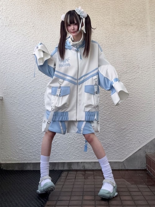 Amilige アミリージュ コウモリクロスバイカラージャージトップス コウモリクロスバイカラージャージトップス（パーカー）｜Amilige