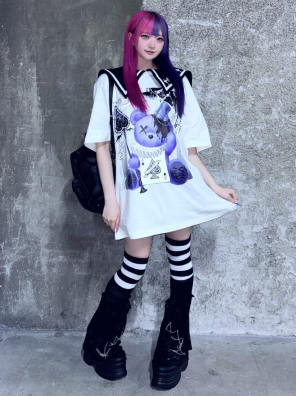 セール】セーラーカラー半袖プリントTシャツ（Tシャツ