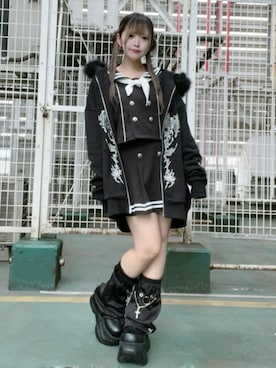 「アイテム（レッグウォーマー、ブラック系）」を使った、Amilige_officialさん（レディース・148cm）の秋コーディネート