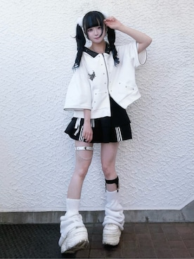 「Amilige（アミリージュ）のハイウエストフリルジャージパンツ（その他パンツ、ブラック系）」を使った、Amilige_officialさん（レディース・157cm）の春コーディネート