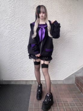 「Amilige（アミリージュ）のトリプルティアード裏毛スカート（スカート、ブラック系）」を使った、Amilige_officialさん（レディース・157cm）の春コーディネート