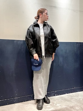 「アイテム（ライダースジャケット）」を使った、ogitypyさん（レディース・165cm）の秋コーディネート