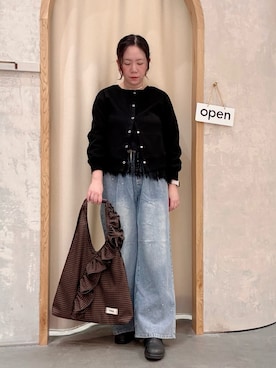 「CIAOPANIC TYPY（チャオパニックティピー）の∴【3サイズ展開】ビジューイージーデニム（デニムパンツ、ブルー系）」を使った、ogitypyさん（レディース・165cm）の秋コーディネート