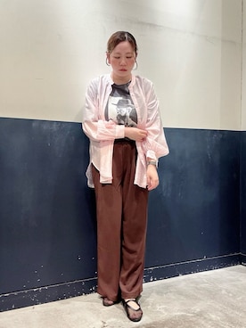 「CIAOPANIC TYPY（チャオパニックティピー）の：【裸足で履ける！／サイズ展開豊富】アソート柄シアーフラットシューズ（パンプス、ブラック系）」を使った、ogitypyさん（レディース・165cm）の春コーディネート
