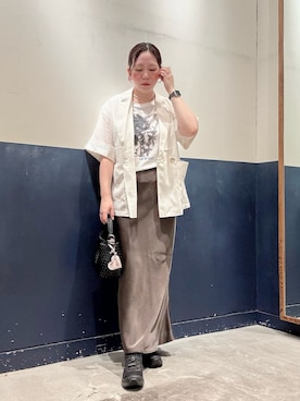 「CIAOPANIC TYPY（チャオパニックティピー）の:【ハートキーホルダー付き】2WAYレザーメッシュバッグ（ショルダーバッグ、ブラック系）」を使った、ogitypyさん（レディース・165cm）の夏コーディネート