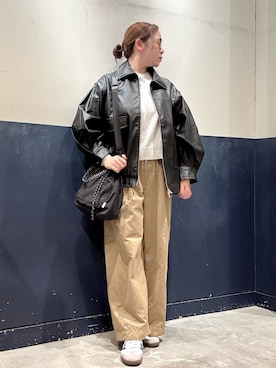 「アイテム（ライダースジャケット）」を使った、ogitypyさん（レディース・165cm）の秋コーディネート