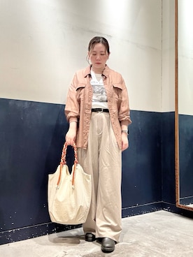 「CIAOPANIC TYPY（チャオパニックティピー）の:撥水ナイロンロープハンドルトートBAG（トートバッグ、ホワイト系）」を使った、ogitypyさん（レディース・165cm）の夏コーディネート