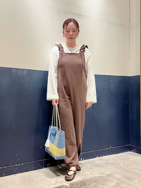 「CIAOPANIC TYPY（チャオパニックティピー）の【接触冷感/一枚で決まる】フェイクレイヤードシアースラブ刺繍オーバーTee（Tシャツ/カットソー、グレー系）」を使った、ogitypyさん（レディース・165cm）の夏コーディネート