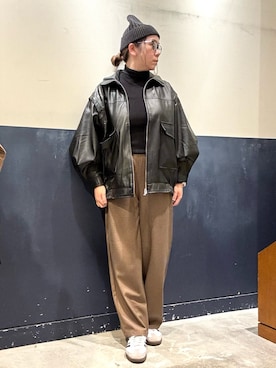 「アイテム（ライダースジャケット）」を使った、ogitypyさん（レディース・165cm）の冬コーディネート