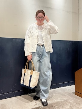「GEVACO（ゲバコ）の≪ノベルティフェア対象商品≫【GEVACO】キャンバストートバッグ（トートバッグ、ブルー系）」を使った、ogitypyさん（レディース・165cm）の春コーディネート