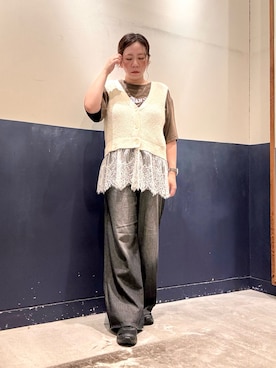 「CIAOPANIC TYPY（チャオパニックティピー）の∴アシッドウォッシュカレッジロゴオーバーTee（Tシャツ/カットソー、ブラウン系）」を使った、ogitypyさん（レディース・165cm）の夏コーディネート