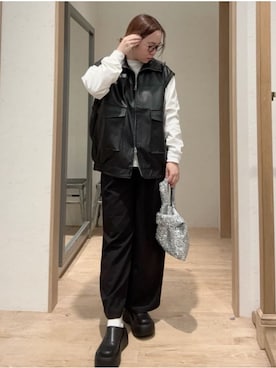 「アイテム（ライダースジャケット）」を使った、ogitypyさん（レディース・165cm）の秋コーディネート