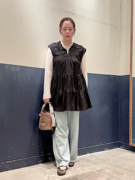 「CIAOPANIC TYPY（チャオパニックティピー）の：【裸足で履ける！／サイズ展開豊富】アソート柄シアーフラットシューズ（パンプス、ブラック系）」を使った、ogitypyさん（レディース・165cm）の夏コーディネート