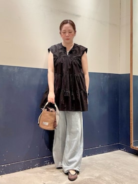 「CIAOPANIC TYPY（チャオパニックティピー）の：【裸足で履ける！／サイズ展開豊富】アソート柄シアーフラットシューズ（パンプス、ブラック系）」を使った、ogitypyさん（レディース・165cm）の夏コーディネート