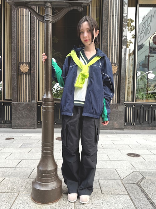 DK1様　Nike ナイロンパンツ M 黒/蛍光イエロー 90s NIKEナイキ PREMIER ツートン 切り替え ナイロンパンツ 黒