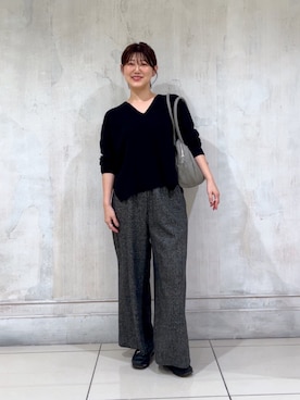 「アイテム（ボストンバッグ、グレー系）」を使った、mochikoyさん（レディース・162cm）の秋コーディネート