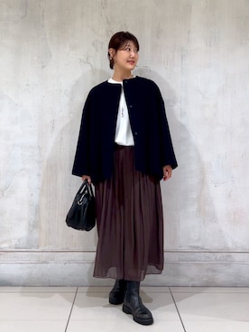 「アイテム（ノーカラーコート）」を使った、mochikoyさん（レディース・162cm）の秋コーディネート