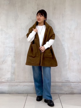 「アイテム（ストール/ショール）」を使った、mochikoyさん（レディース・162cm）の秋コーディネート