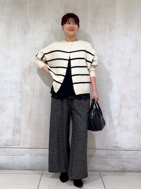 「ボーダーニット」｜「アイテム（キャミソール）」を使った、mochikoyさん（レディース・162cm）の秋コーディネート