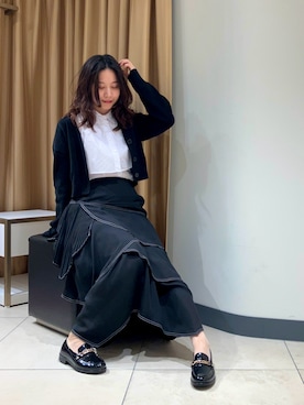 「アイテム（レインシューズ）」を使った、NICAL 三越伊勢丹名古屋栄店さん（レディース・155cm）の秋コーディネート