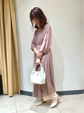 「ラウンドバッグ」｜NICAL 三越伊勢丹名古屋栄店さん（レディース・155cm）の春コーディネート