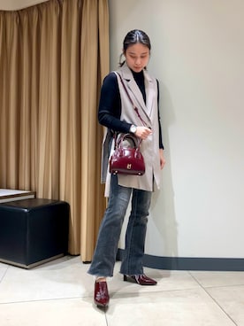 「アイテム（パンプス、レッド系）」を使った、NICAL 三越伊勢丹名古屋栄店さん（レディース・155cm）の秋コーディネート