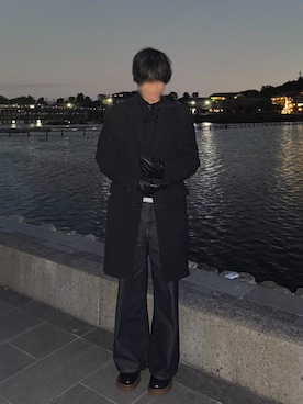 「outfit」｜「アイテム（ステンカラーコート）」を使った、hayakawaさん（メンズ・174cm）の冬コーディネート