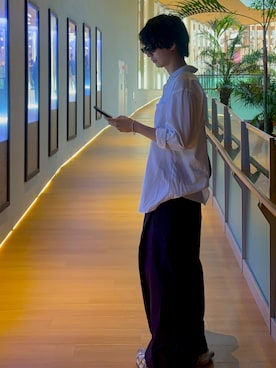 「アイテム（ビジネスシャツ）」を使った、hayakawaさん（メンズ・174cm）の冬コーディネート