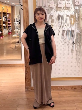 「新作」｜「アイテム（パンツ）」を使った、nanamoueさん（レディース・154cm）の夏コーディネート