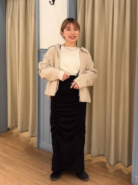 「新作」｜「アイテム（ブルゾン）」を使った、nanamoueさん（レディース・154cm）の冬コーディネート