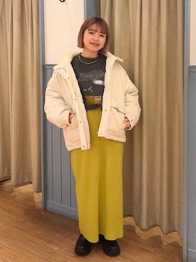 「新作」｜「アイテム（ブルゾン）」を使った、nanamoueさん（レディース・154cm）の冬コーディネート
