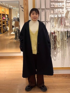 「おでかけ」｜「アイテム（チェスターコート）」を使った、nanamoueさん（レディース・154cm）の秋コーディネート