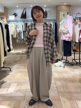 「LOWRYS FARM（ローリーズファーム）のモカシンローファー  637751（ローファー、ブラウン系）」を使った、nanamoueさん（レディース）の春コーディネート