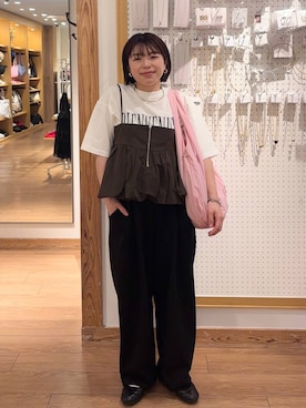 「新作」｜「アイテム（スウェットパンツ）」を使った、nanamoueさん（レディース・154cm）の春コーディネート