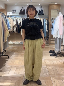 「LOWRYS FARM（ローリーズファーム）のモカシンローファー  637751（ローファー、ブラウン系）」を使った、nanamoueさん（レディース）の春コーディネート