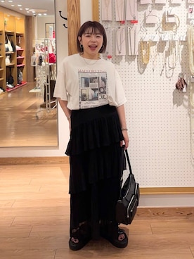 「新作」｜「アイテム（スカート）」を使った、nanamoueさん（レディース・154cm）の夏コーディネート