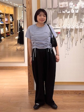 「新作」｜「アイテム（スウェットパンツ）」を使った、nanamoueさん（レディース・154cm）の春コーディネート