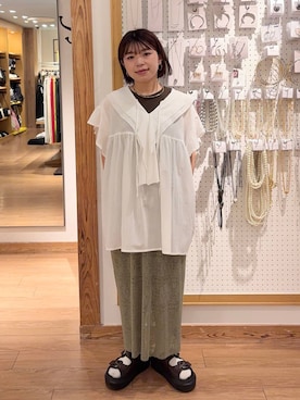 「新作」｜「アイテム（キャミソール）」を使った、nanamoueさん（レディース・154cm）の春コーディネート