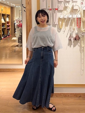 「新作」｜「アイテム（スカート）」を使った、nanamoueさん（レディース・154cm）の夏コーディネート