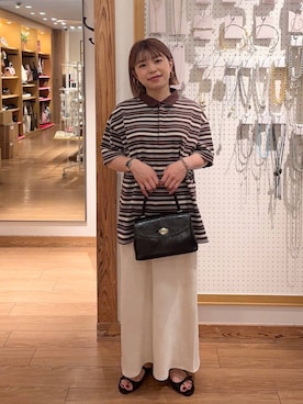 「アイテム（ボストンバッグ）」を使った、nanamoueさん（レディース・154cm）の夏コーディネート