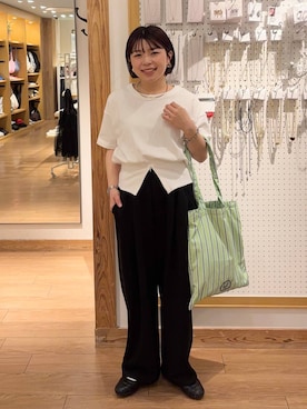 「新作」｜「アイテム（スウェットパンツ）」を使った、nanamoueさん（レディース・154cm）の春コーディネート
