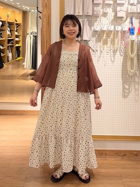 「新作」｜「アイテム（ワンピース）」を使った、nanamoueさん（レディース・154cm）の夏コーディネート