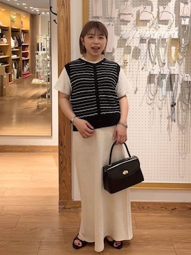 「アイテム（ボストンバッグ）」を使った、nanamoueさん（レディース・154cm）の夏コーディネート