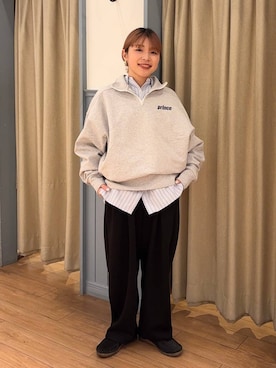 「新作」｜「アイテム（スウェットパンツ）」を使った、nanamoueさん（レディース・154cm）の冬コーディネート