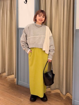「新作」｜「アイテム（スウェット）」を使った、nanamoueさん（レディース・154cm）の冬コーディネート